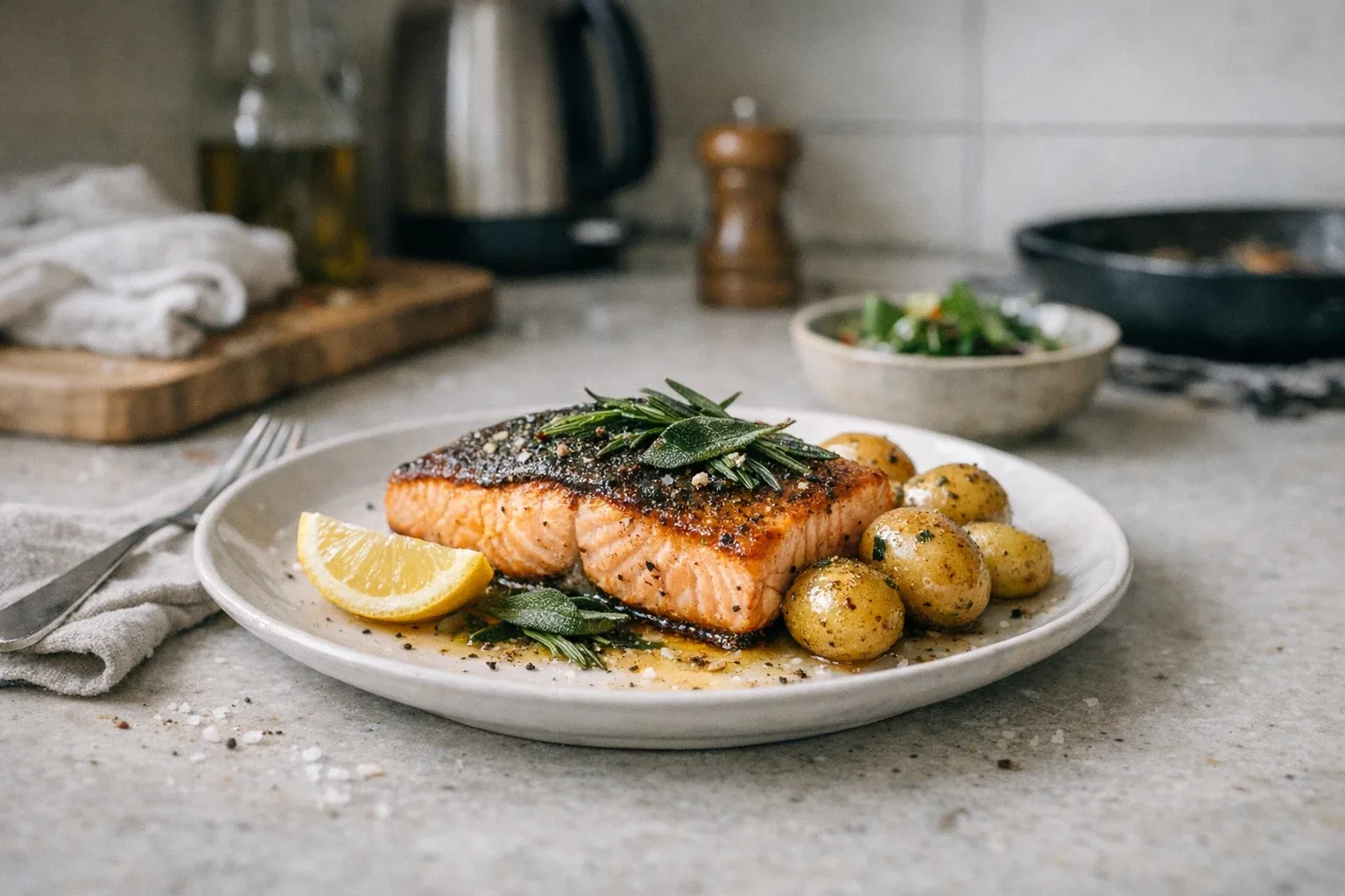 Lachs aus der Pfanne