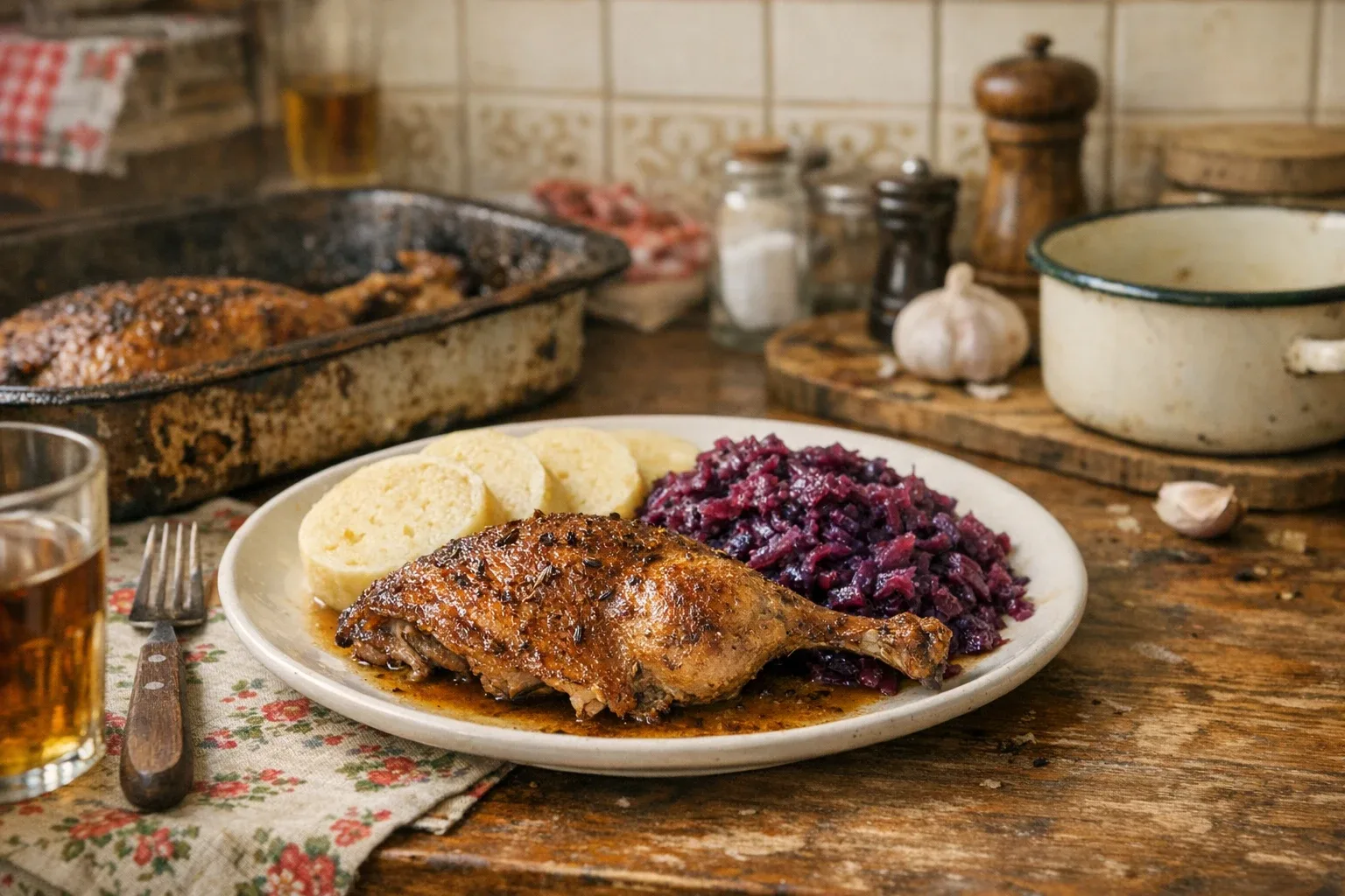 Entenbraten mit geschmortem Rotkohl