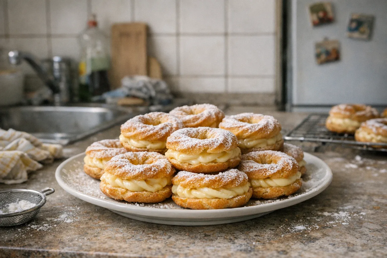 Vanillekränzchen aus Brandteig