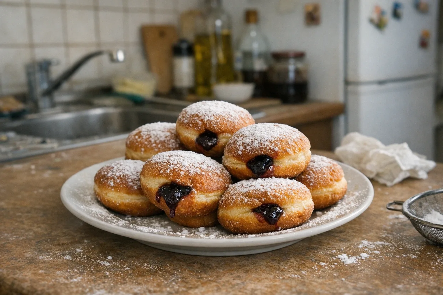 Krapfen mit Pflaumenkonfitüre