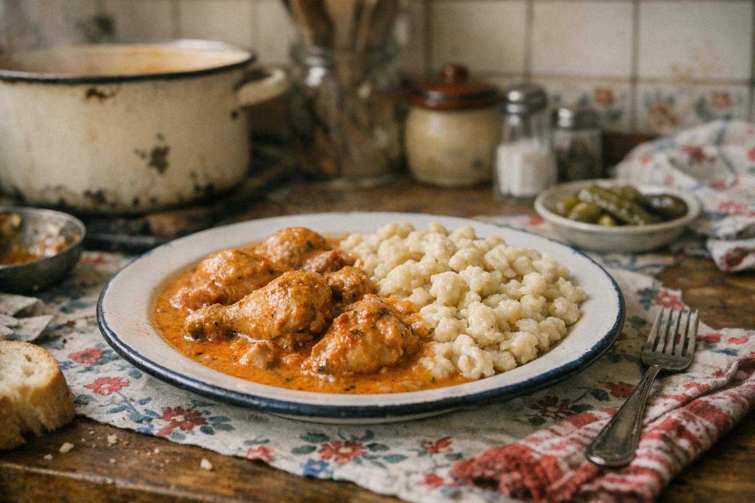 Hühnerpörkölt mit Nockerln