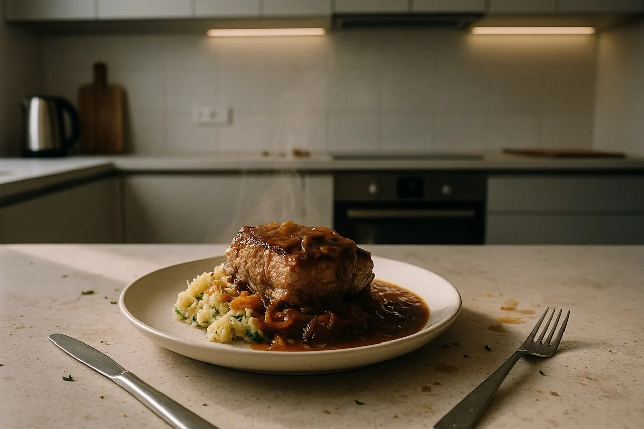 Schweinenacken mit Zwiebelsauce