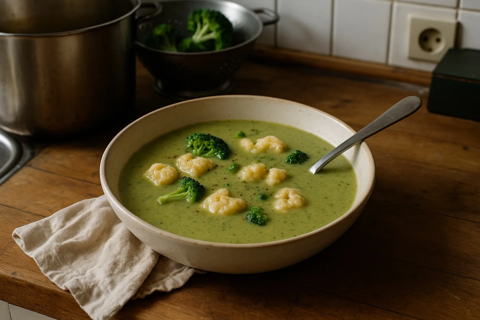 Brokkolisuppe mit Käsenockerln