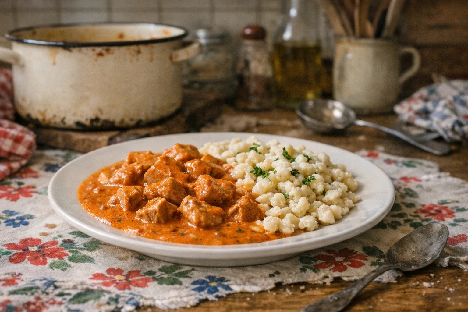 Schweinepaprikasch mit Nockerln