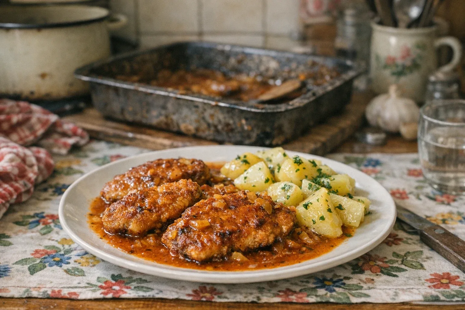Saftige Schweineschnitzel in umgekehrter Panade