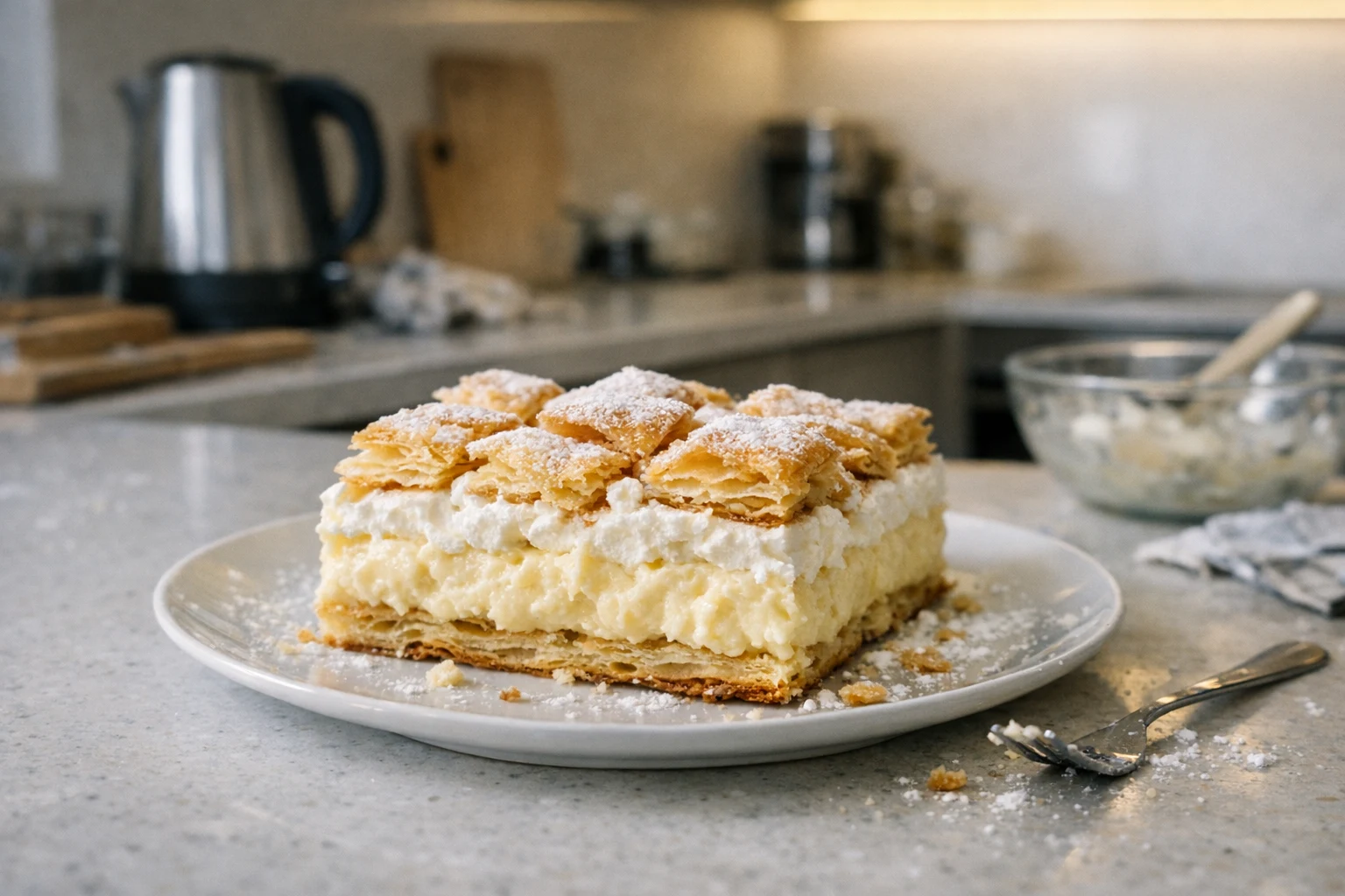 Cremeschnitte aus Blätterteig