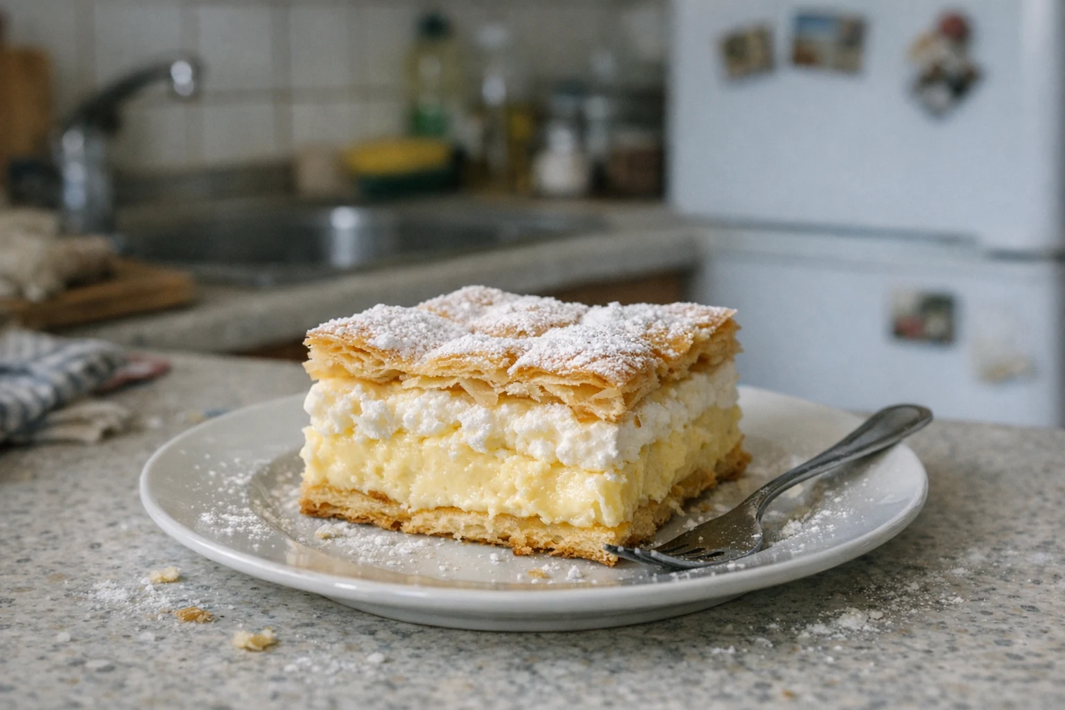 Cremeschnitte aus Blätterteig