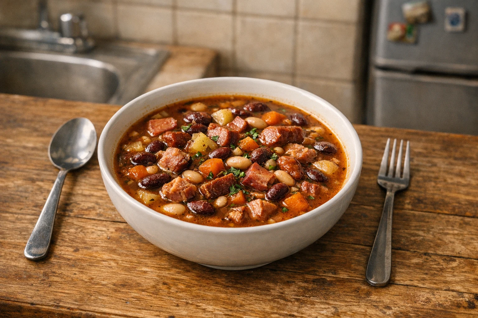 Hausgemachte Bohnensuppe
