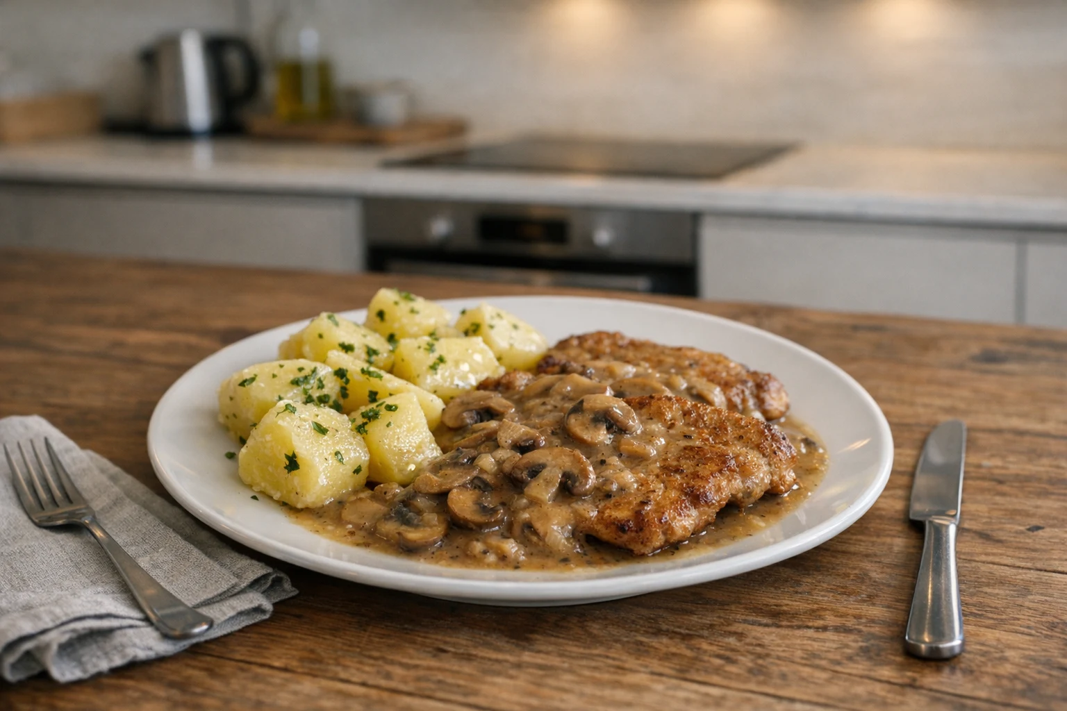 Schweineschnitzel mit Champignons
