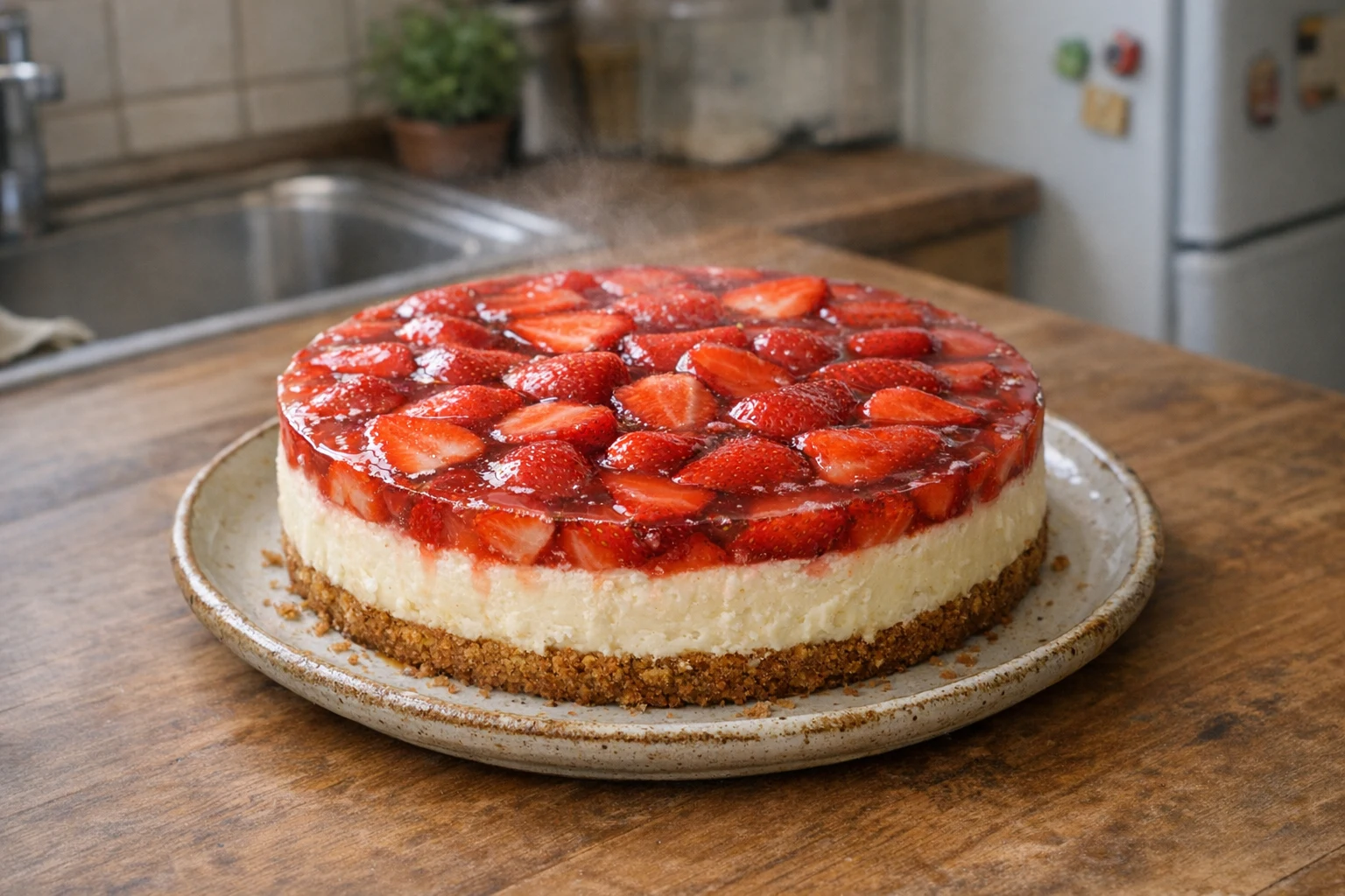 Gebackener Erdbeer-Cheesecake