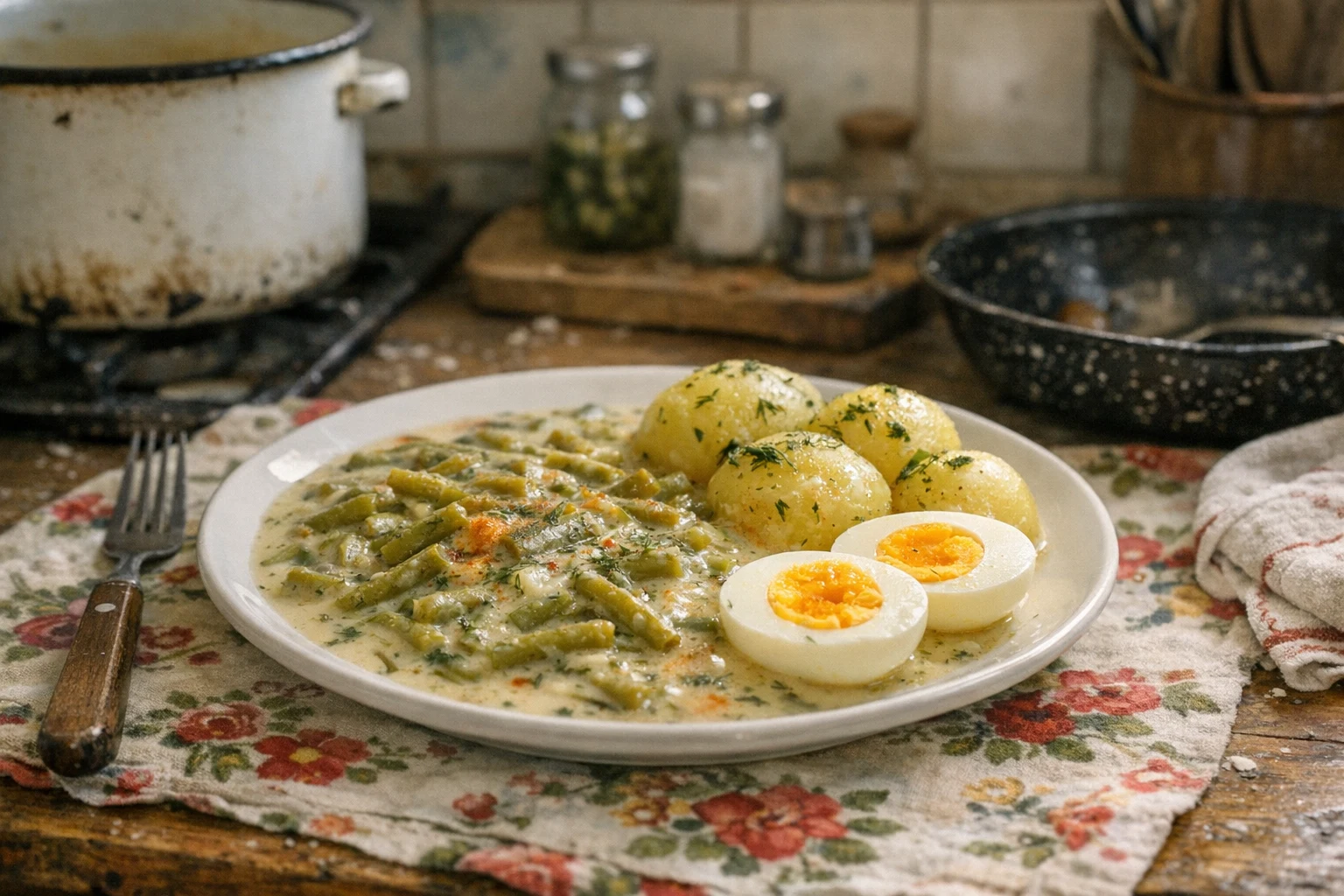 Cremiges Bohnengemüse aus grünen Bohnen