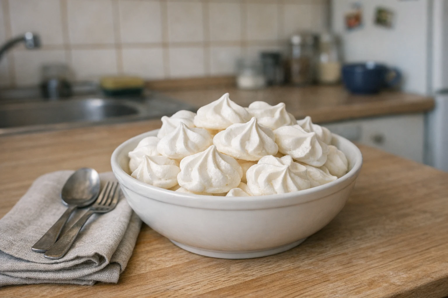 Hausgemachte Baiserhäubchen