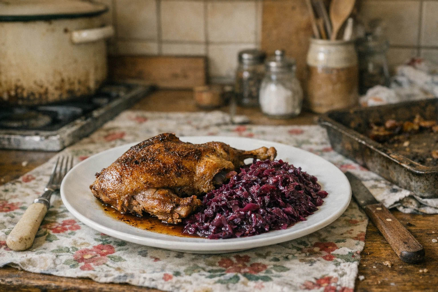 Gebratene Ente mit Rotkohl