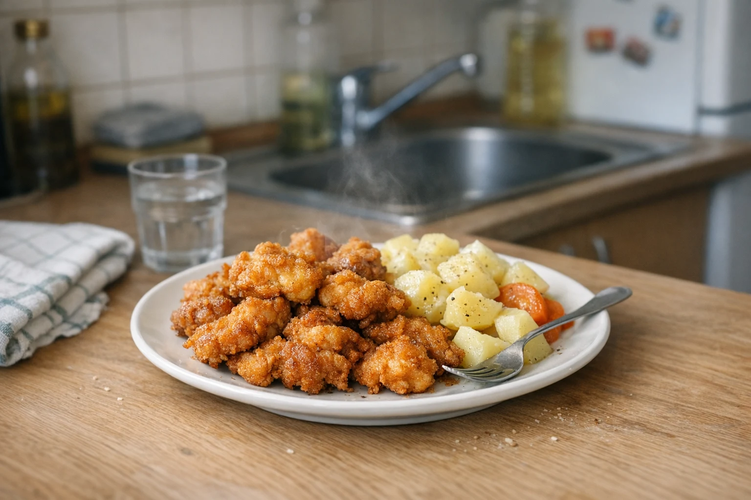 Hähnchenpuffer im Teigmantel
