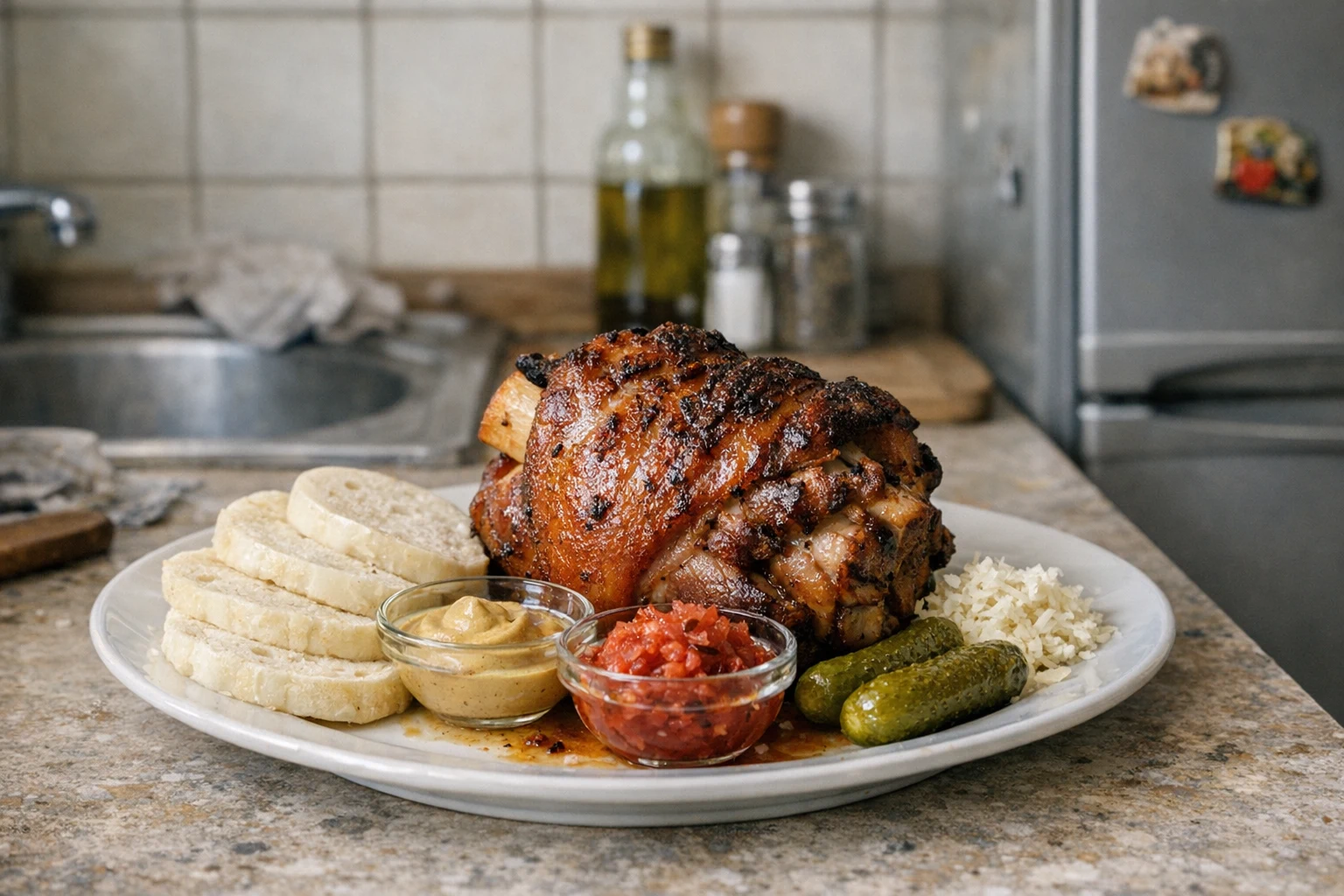 Schweinshaxe (gekocht, gebacken und gegrillt)