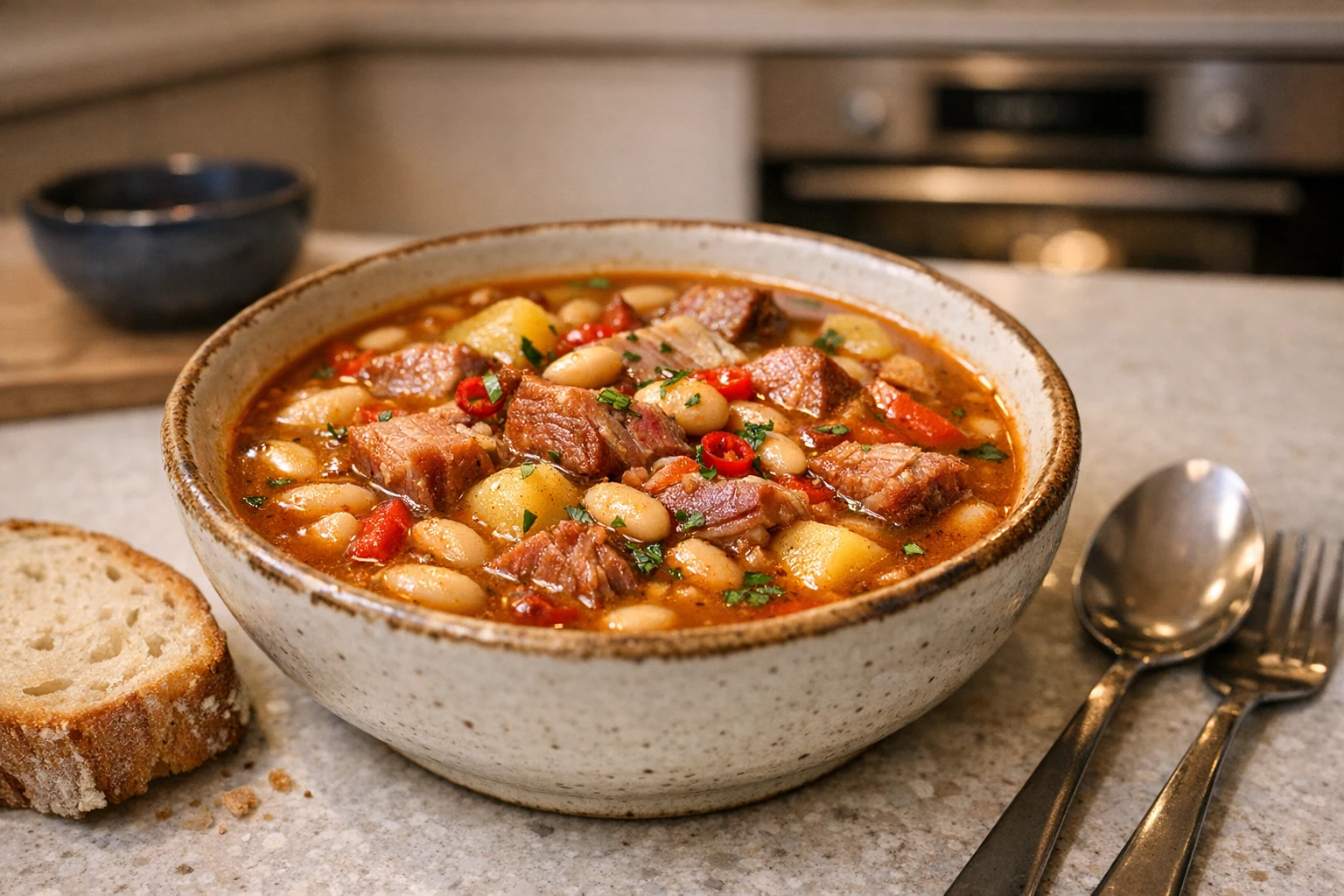 Bohnensuppe mit geräucherter Schweinshaxe