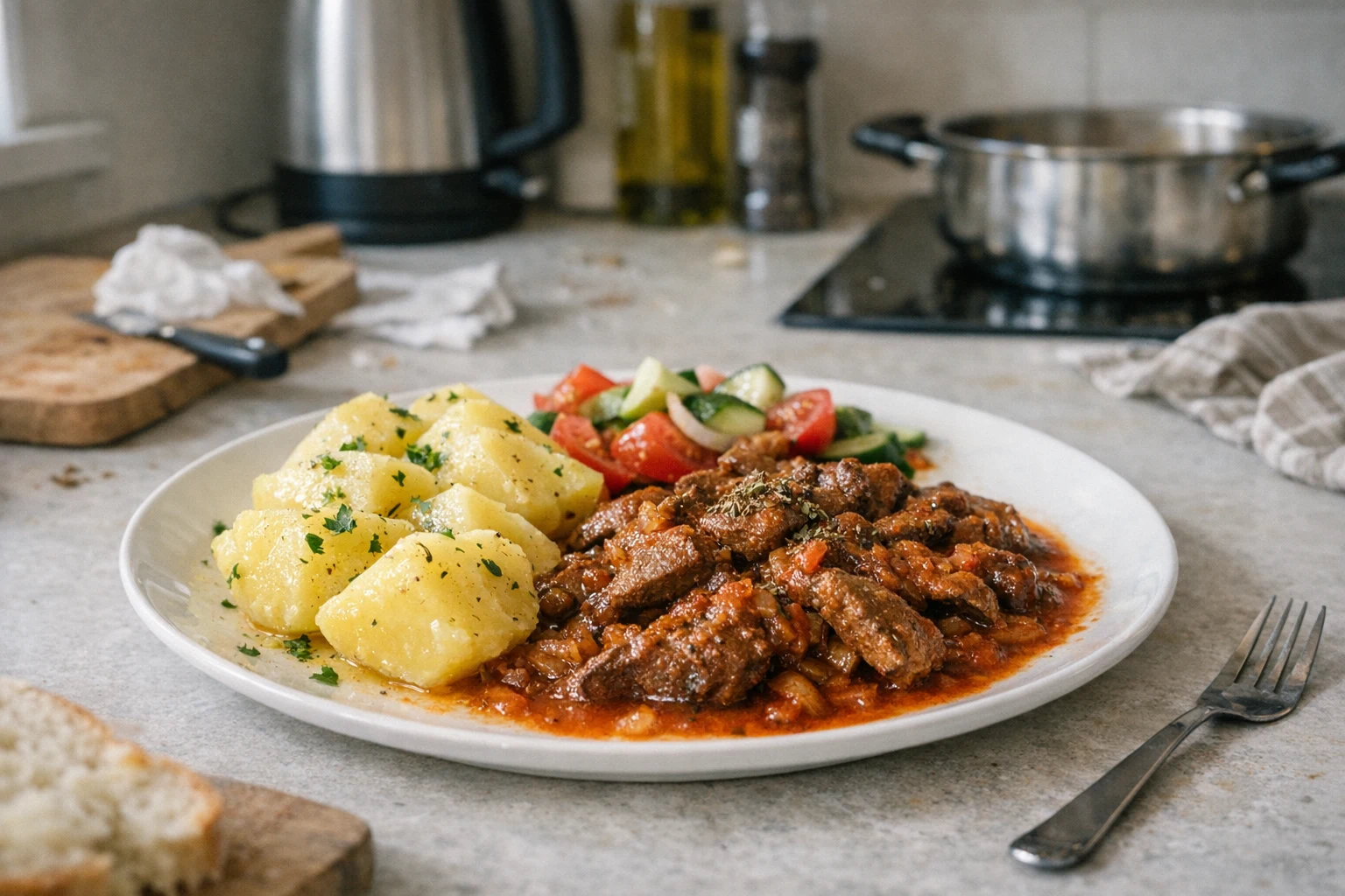 Geschmorte Schweineleber mit Zwiebeln
