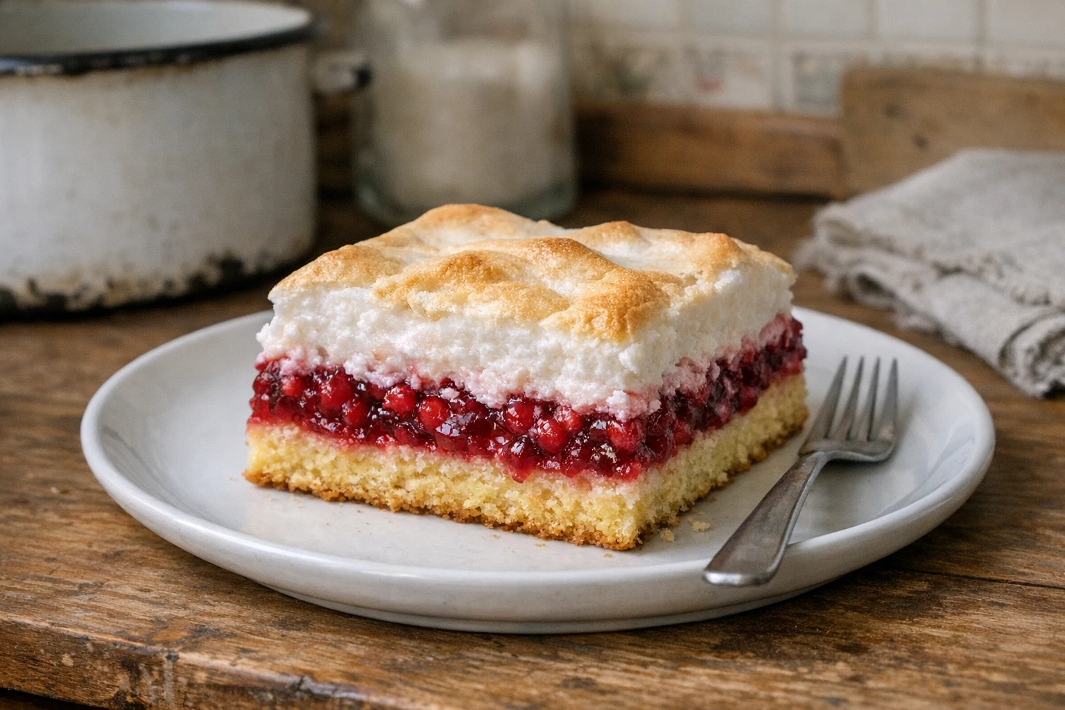 Johannisbeerkuchen mit Baiserhaube