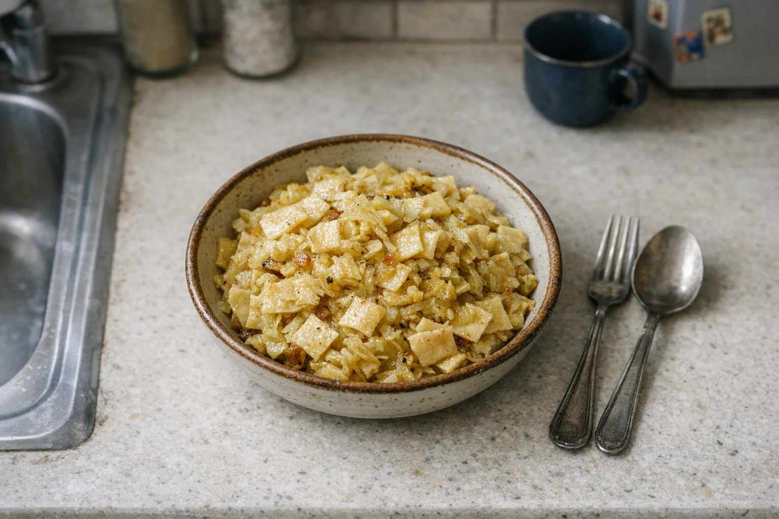 Hausgemachte Fleckerl mit Weißkohl