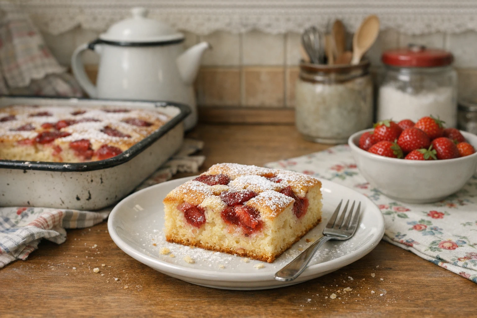 Schneller Tassenkuchen mit Erdbeeren