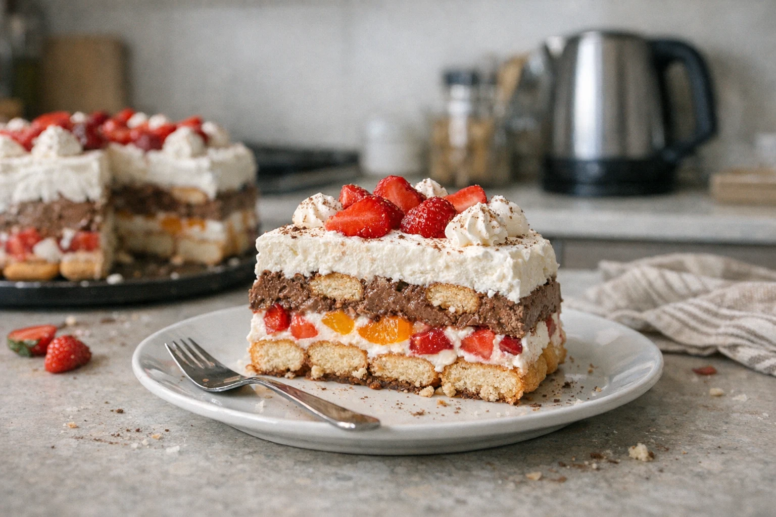Kühlschranktorte mit Löffelbiskuits