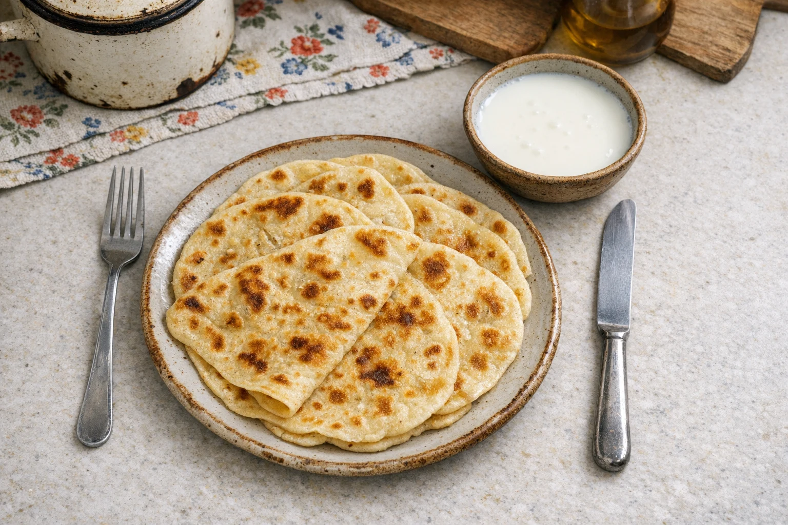 Urgroßmutters Lokše mit Sauermilch