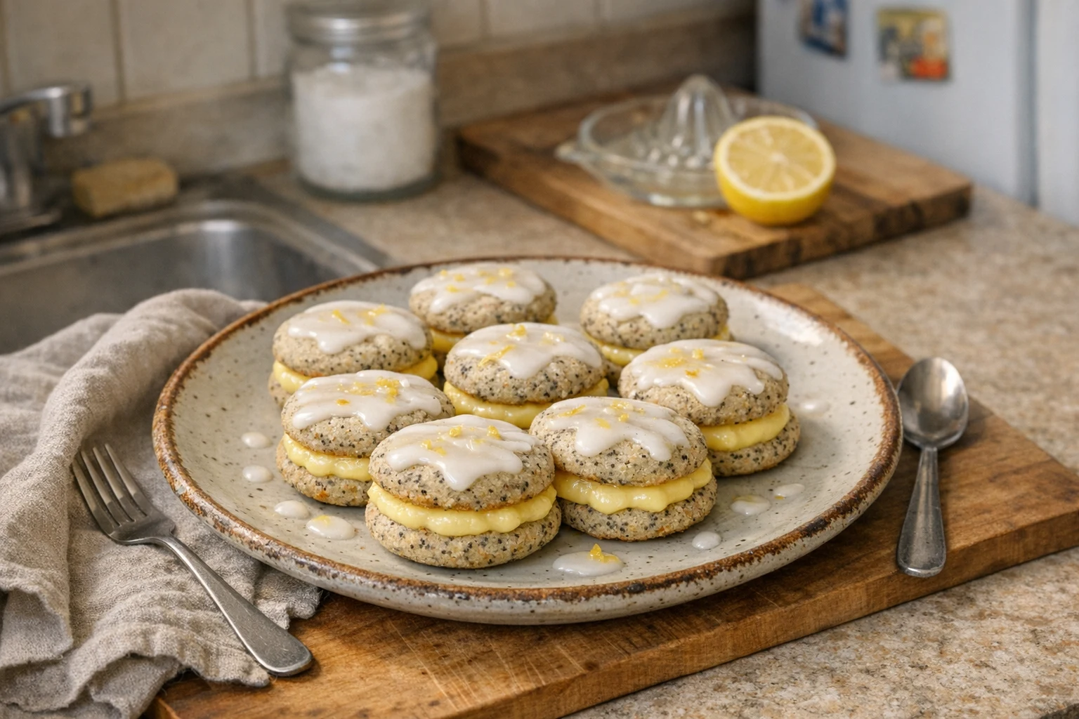 Mohnplätzchen mit Zitronencreme