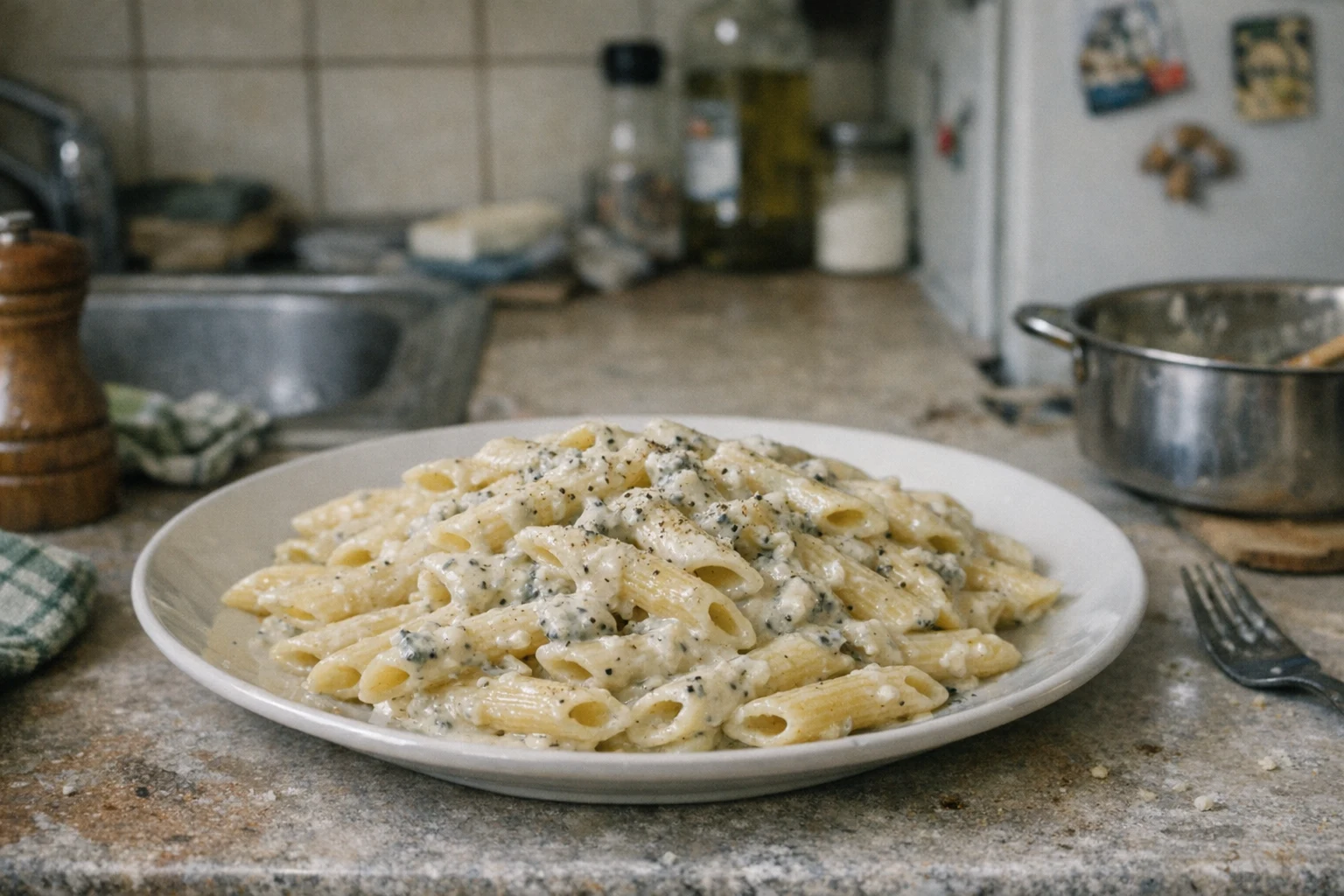 Penne mit Blauschimmelkäsesauce