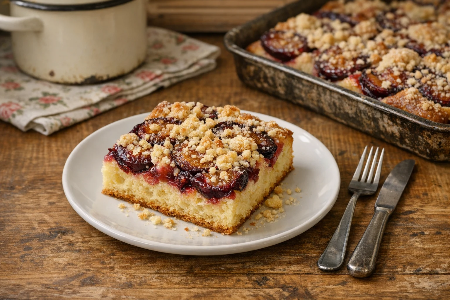 Hefekuchen mit Pflaumen