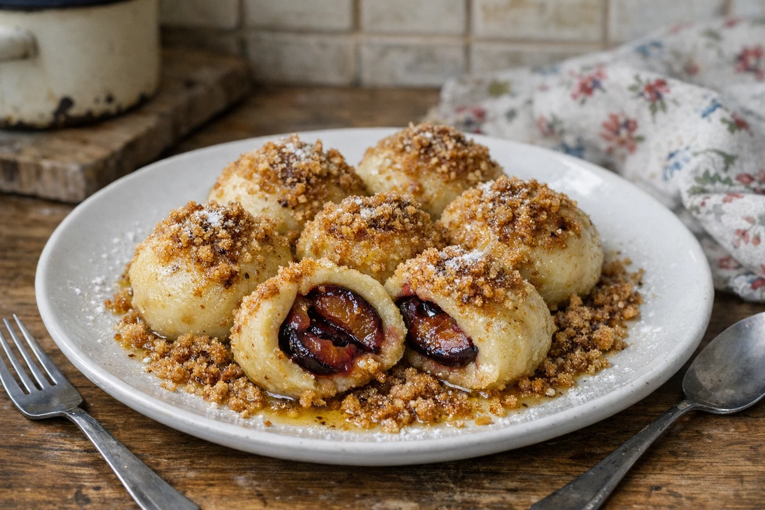 Zwetschgenknödel mit gerösteten Semmelbröseln