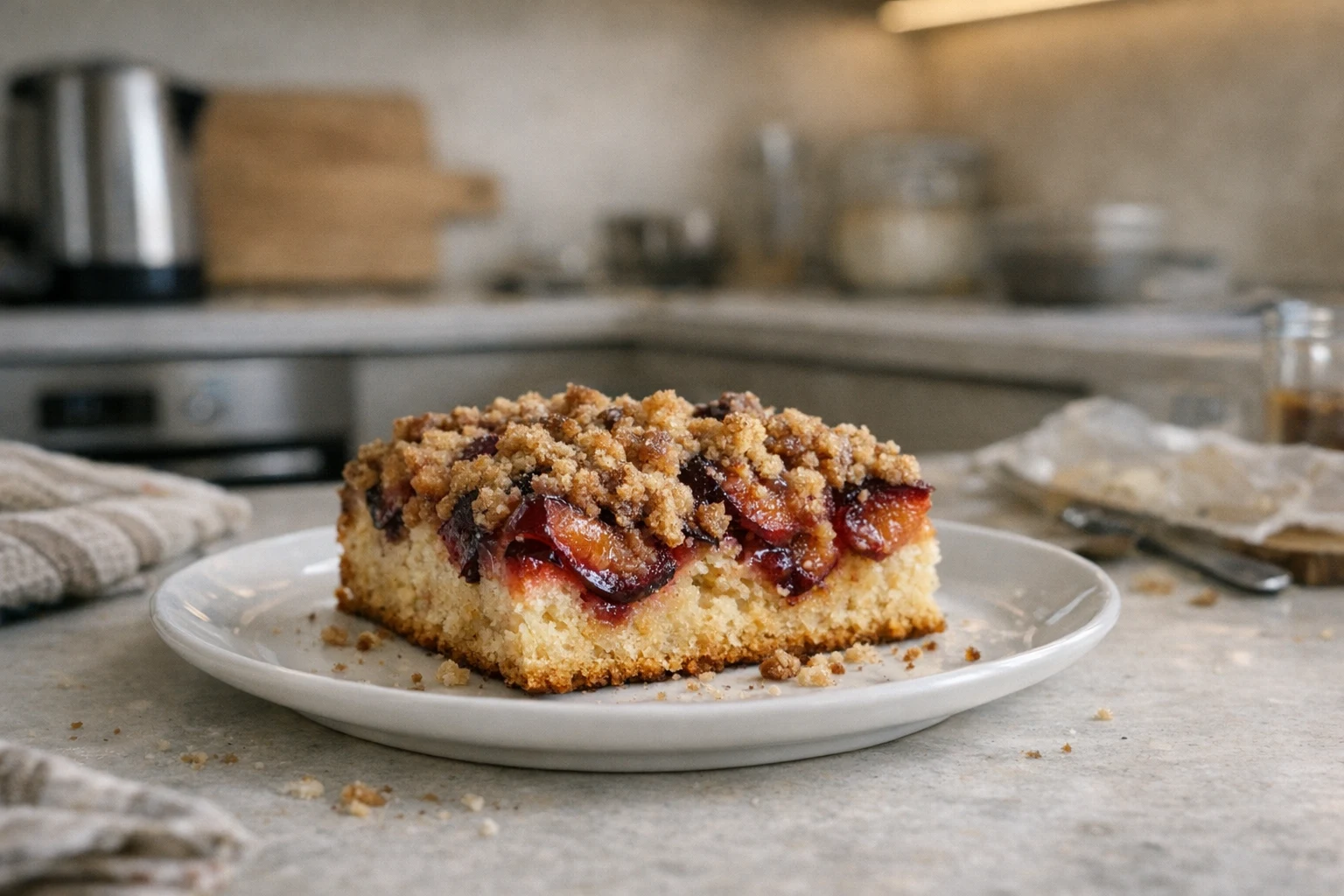Saftiger Pflaumenkuchen mit Zimtstreuseln
