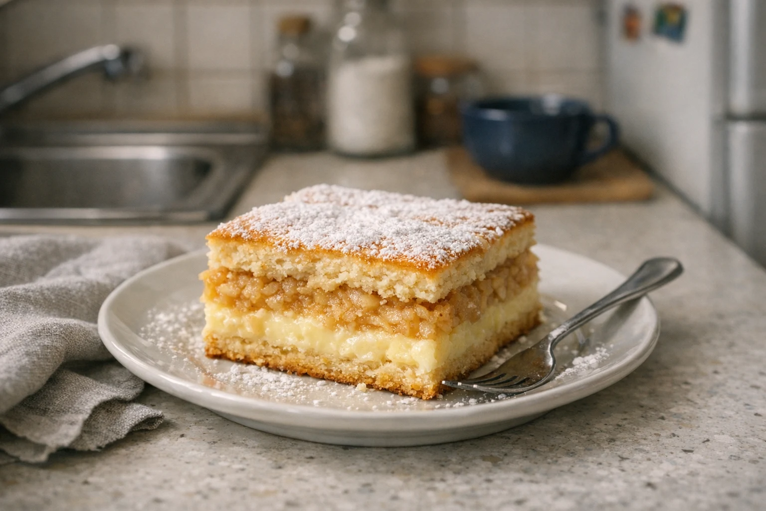Apfelkuchen mit Vanillepudding