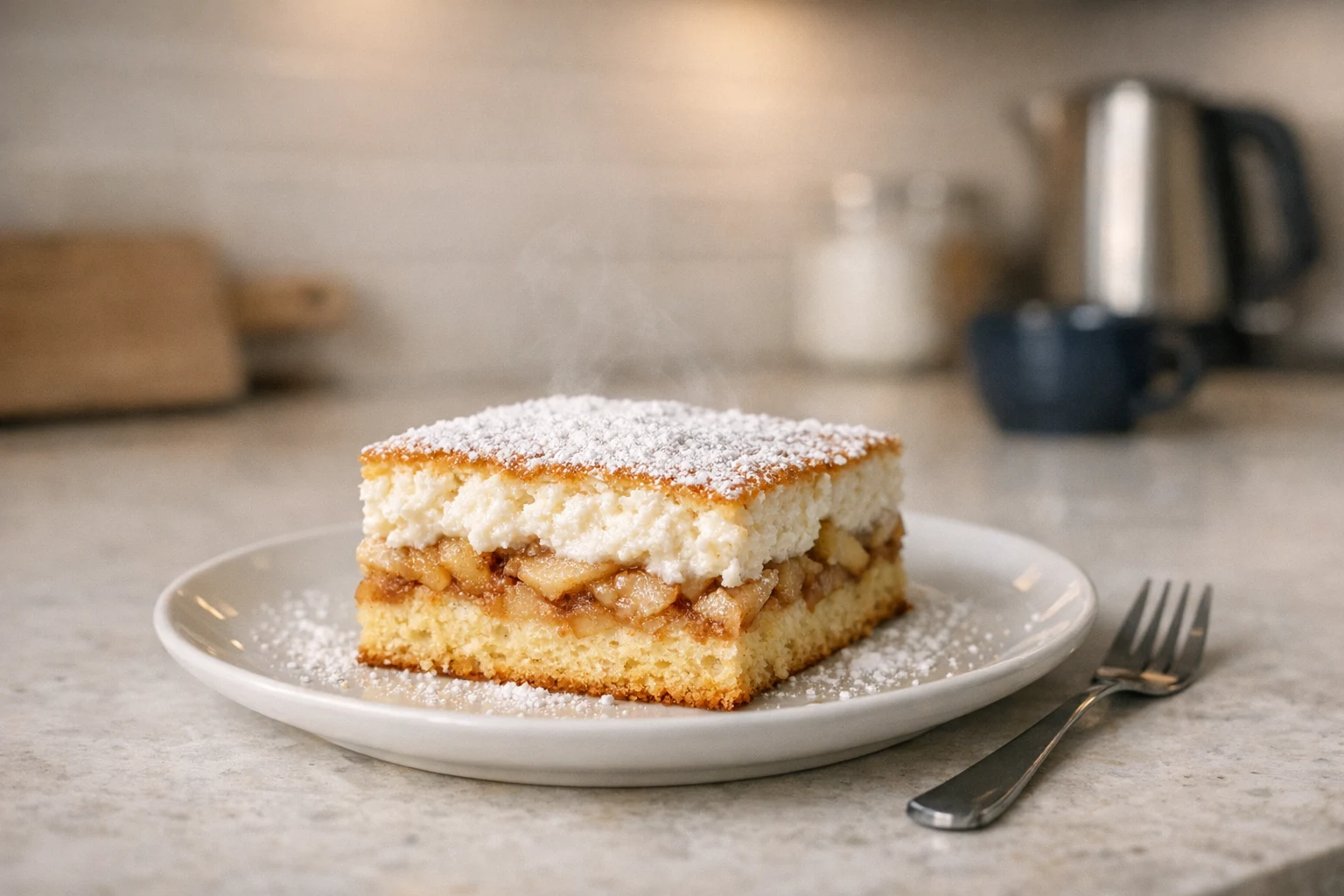 Tassenkuchen mit Äpfeln und Quark