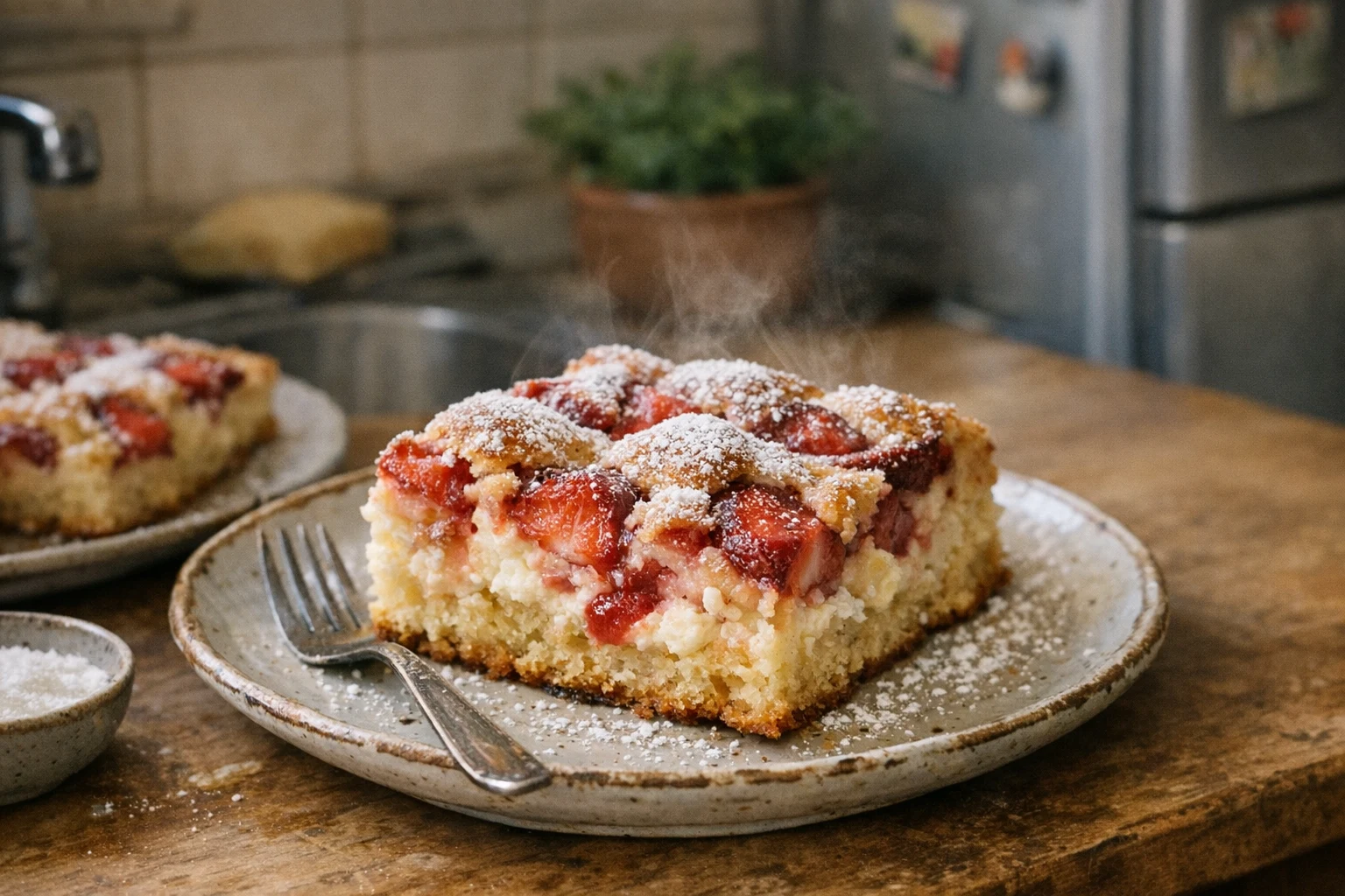 Erdbeer-Blechkuchen mit Quark