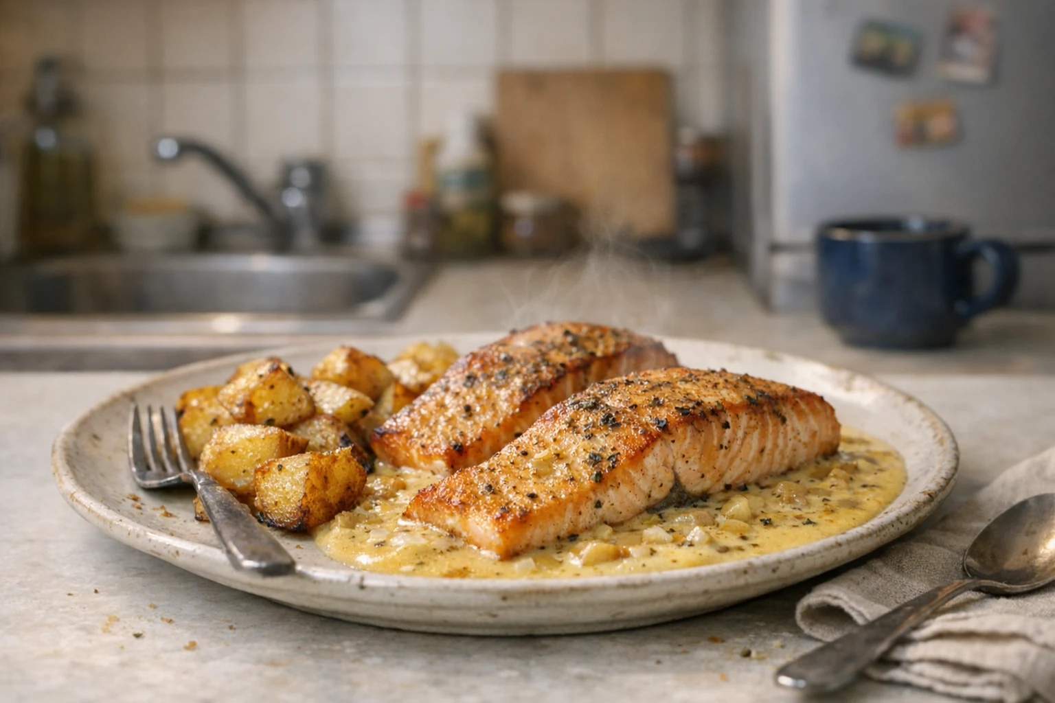 Lachs in Sahnesauce mit Zitrone und Honig