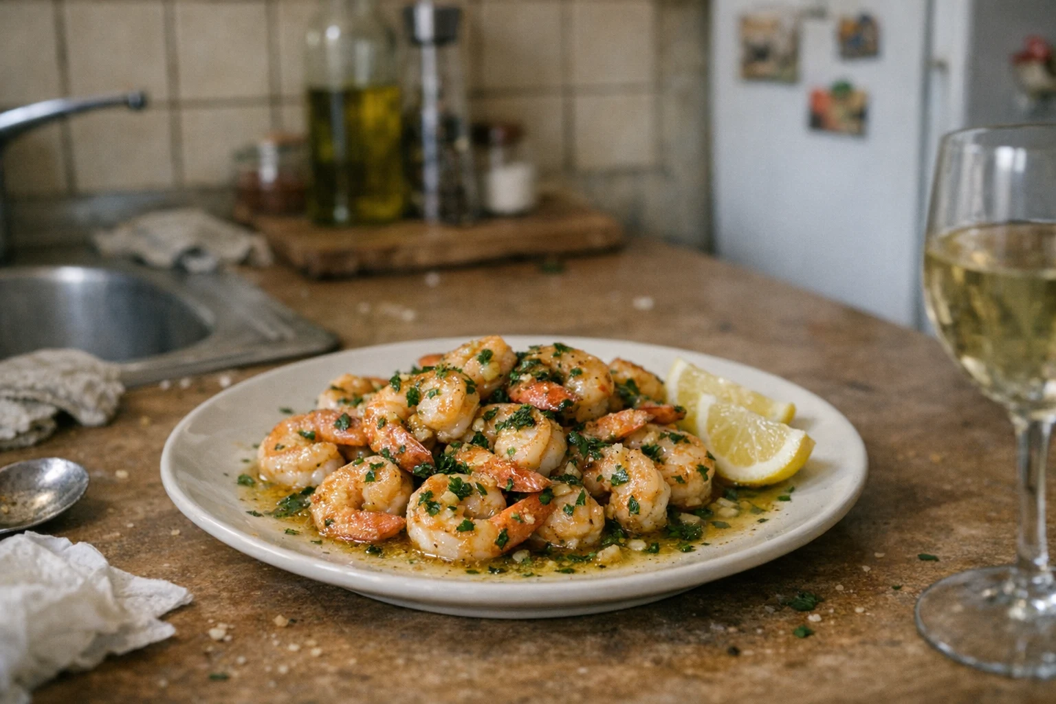 Schnelle Garnelen mit Butter und Knoblauch