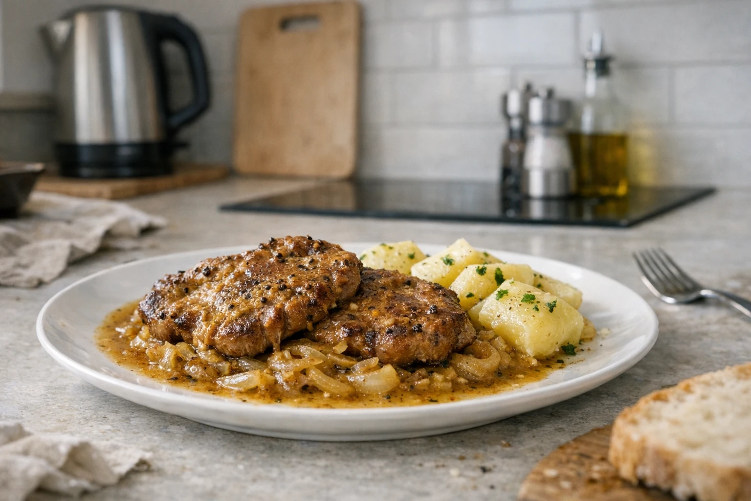Schweinenacken in Senfsauce