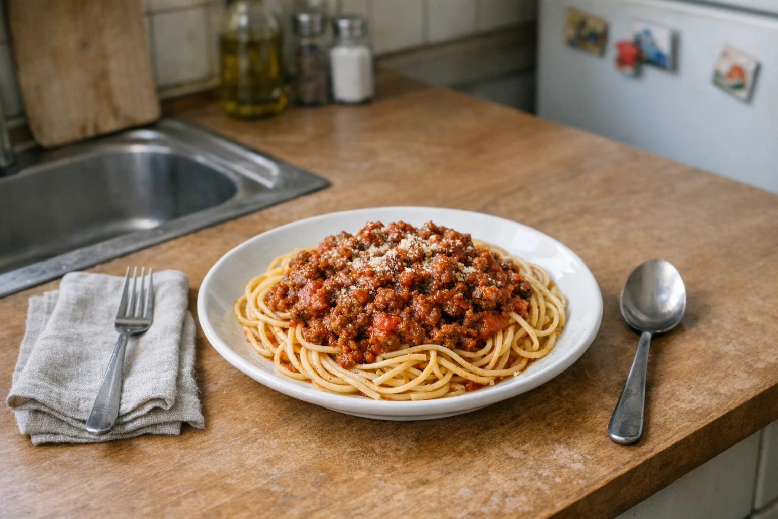 Spaghetti mit Rinderhackfleisch