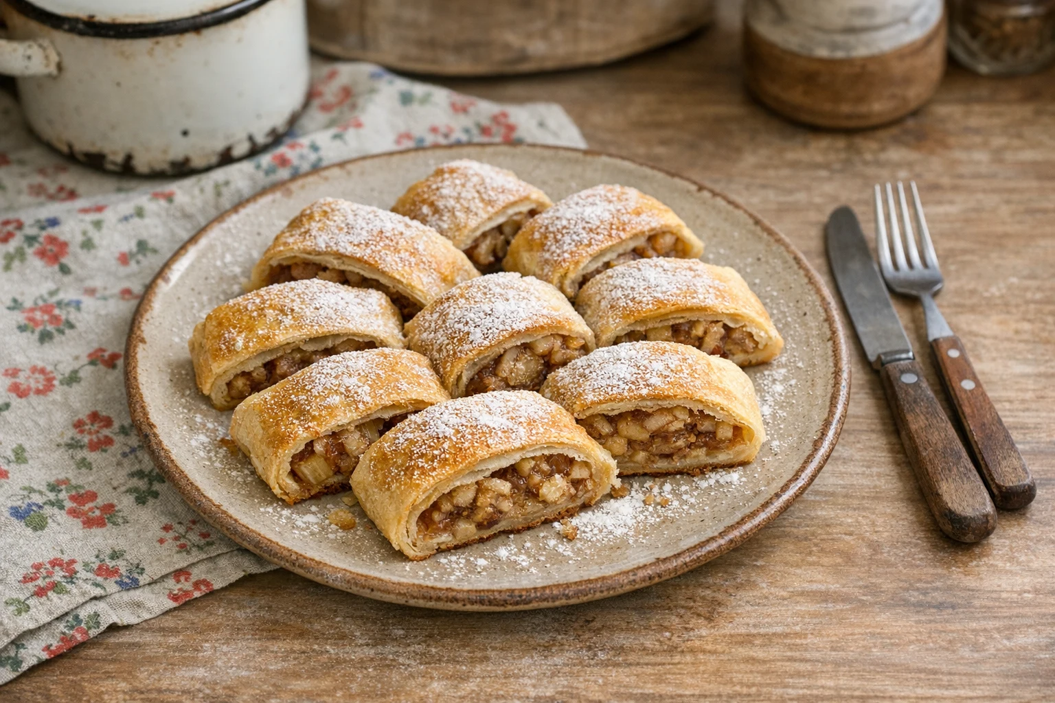 Apfelstrudel aus Blätterteig