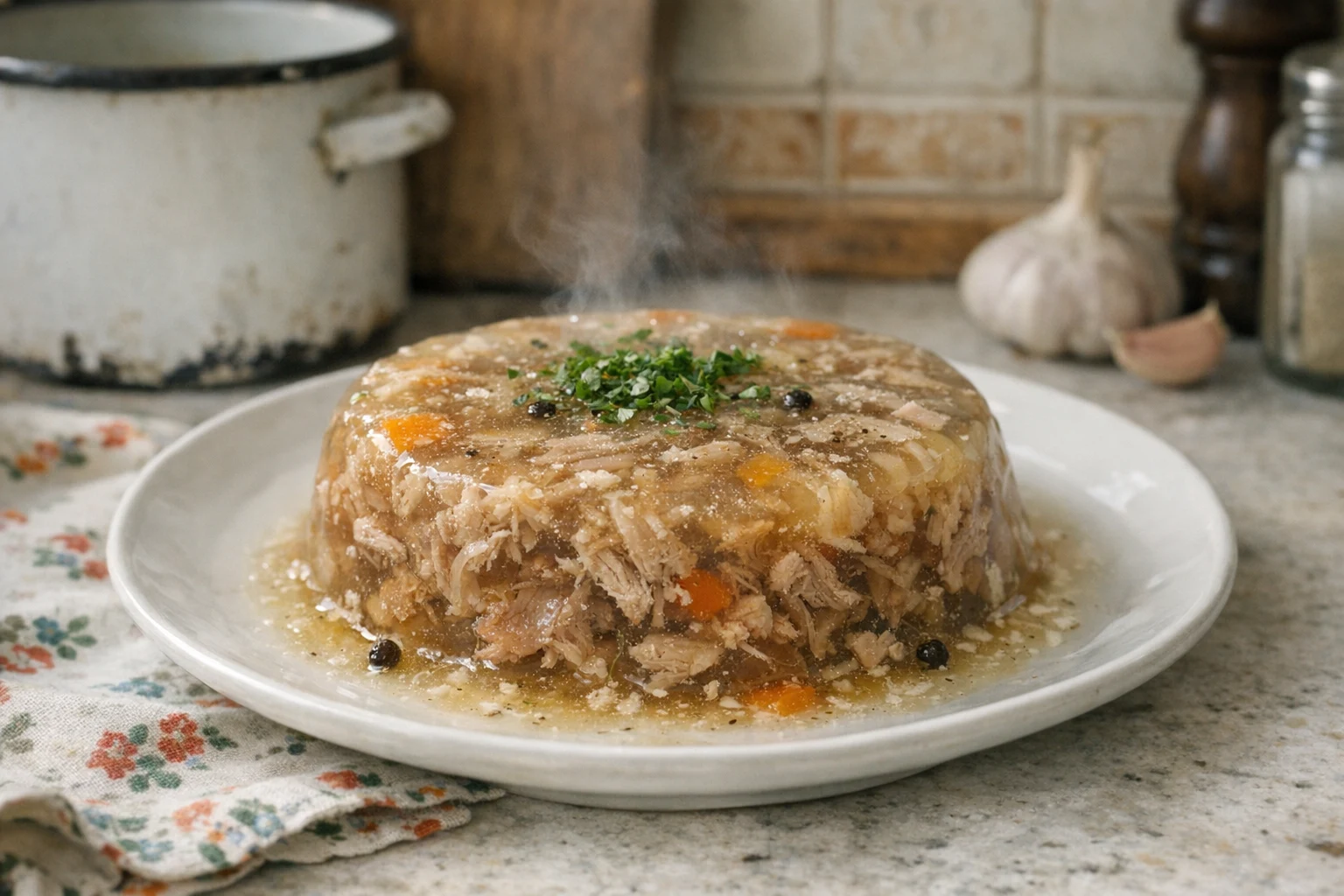 Klassisches Schweinefleisch in Aspik