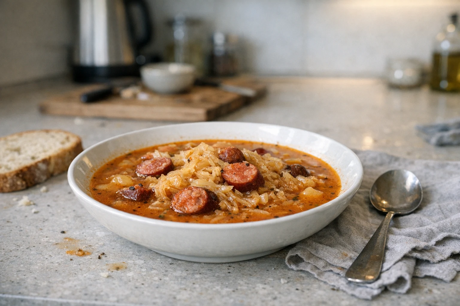 Sauerkrautsuppe mit Wurst