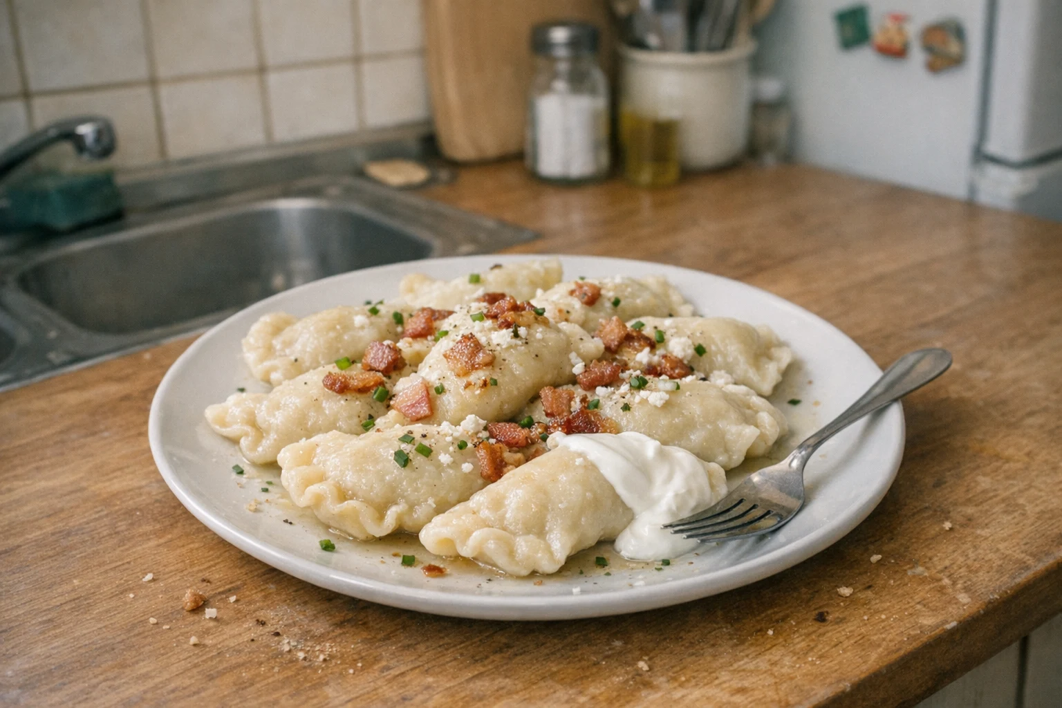 Universalteig für Piroggen, Teigtaschen, Klößchen, breite Nudeln und andere Teigwaren