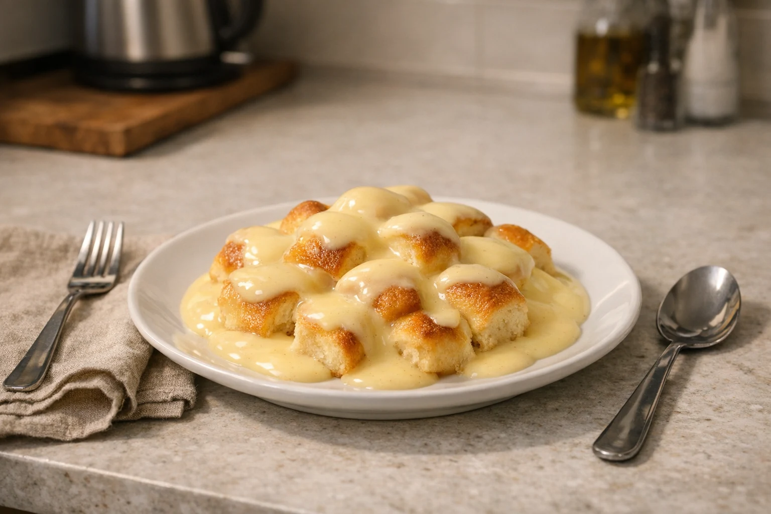 Buchteln mit Vanillepudding