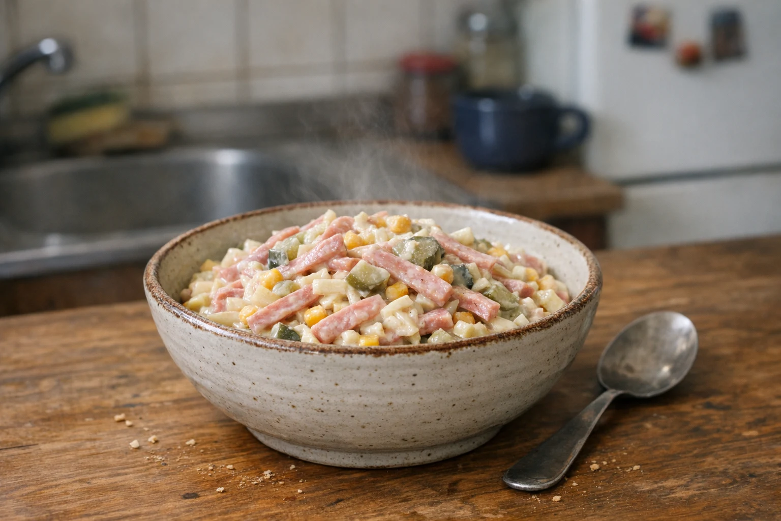Wurstsalat mit Mayonnaise