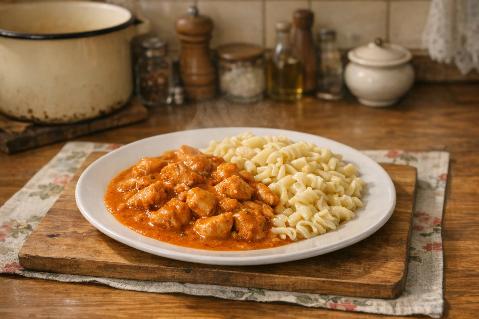 Hähnchen-Paprikasch mit Nudeln