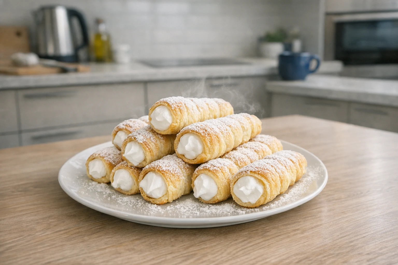 Schaumrollen aus Blätterteig